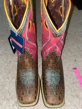 Durango Youth Brown and red Western Boot Gator